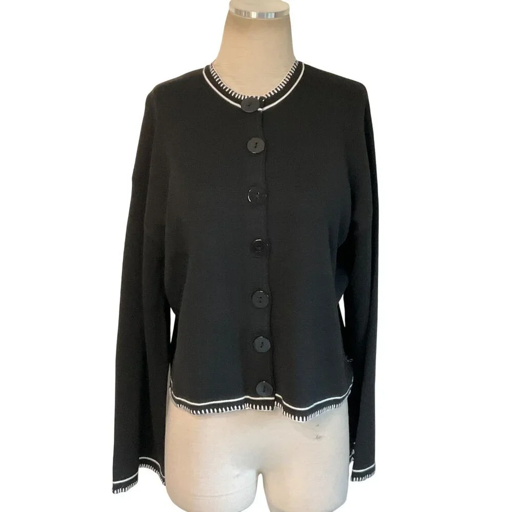 SNDYS Daphne Cardigan in Black Medium New Womens Knit Sweater Jacket